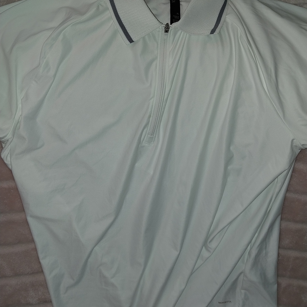 Mondetta White Polo Shirt with Zip Collar